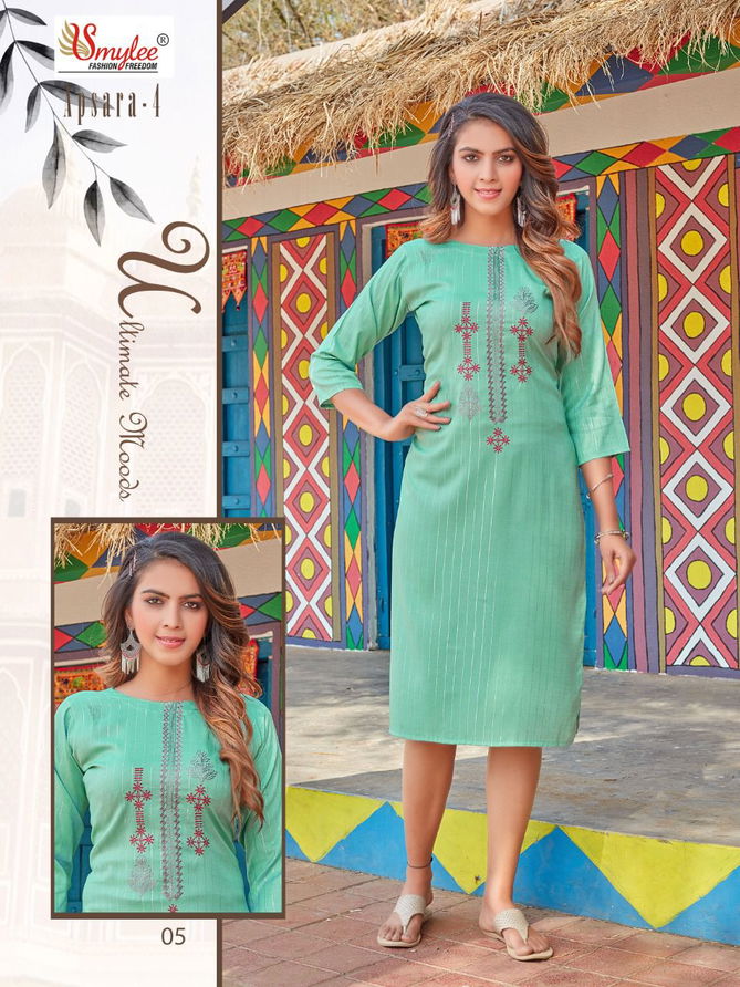 Smylee Apsara 4 New Ethnic Wear Designer Heavy Lurex Latest Kurti Collection